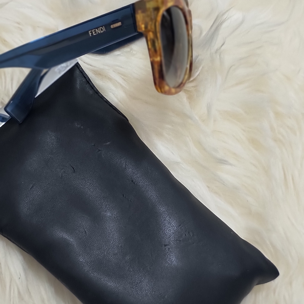 Fendi Tortoiseshell Sunglasses With Soft Leather Black Case